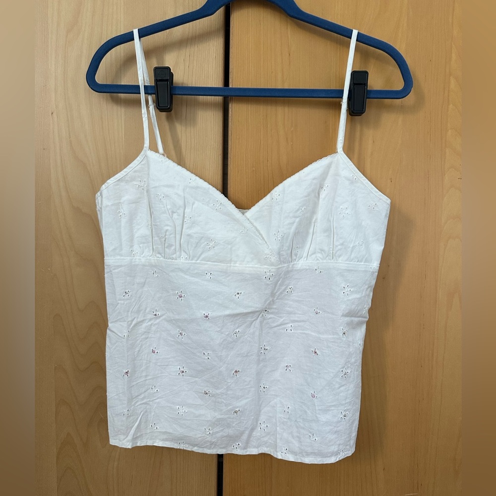 New York & Company White Eyelet Cami Top Size 12 New With Tags